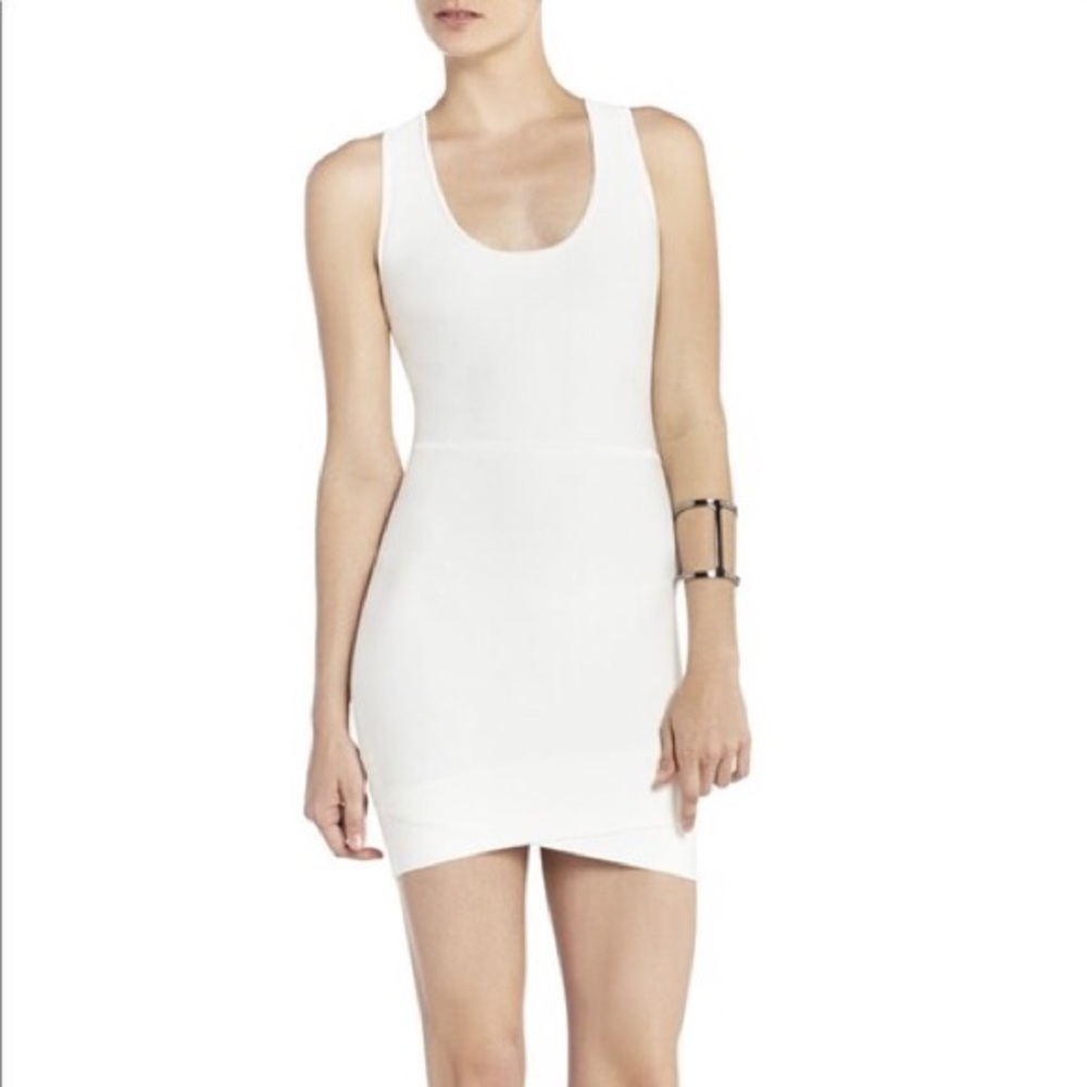 BCBGMAXAZRIA White Gisela Bandage Cocktail Dress